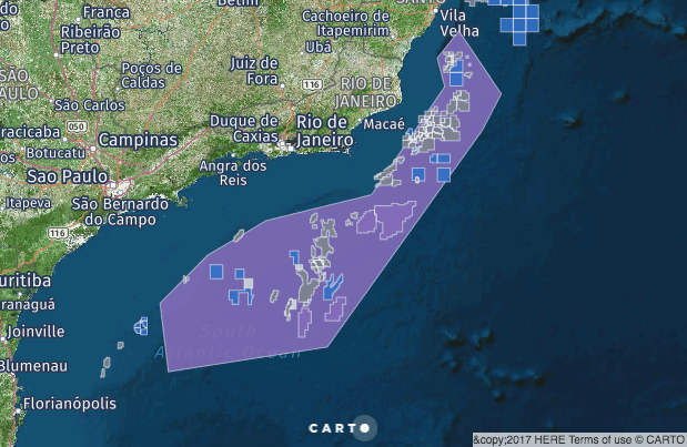 Mapa do pré-sal após leilões