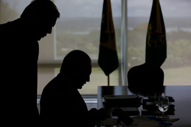 Presidente da República, Michel Temer durante gravação para o programa de rádio A Voz do Brasil. Foto: Beto Barata/PR