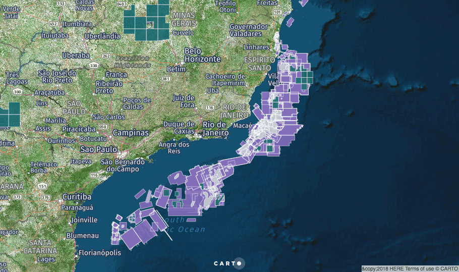 Mapa da sísmica 3D pública no país