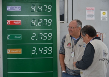 Operação conjunta do Procon, do Ipem e da ANP, para fiscalizar possíveis práticas abusivas e e qualidade do álcool e gasolina vendidos nos postos de São Paulo (Foto ANP)