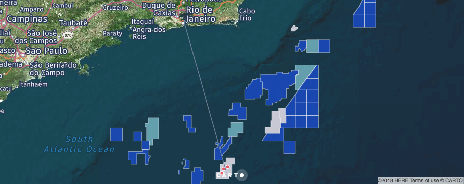 Petroleira bp licencia até três poços no bloco de Pau-Brasil, no pré-sal da Bacia de Santos. Na imagem: Mapa com a localização de blocos de petróleo e gás da bp no pré-sal (Fonte: Divulgação)