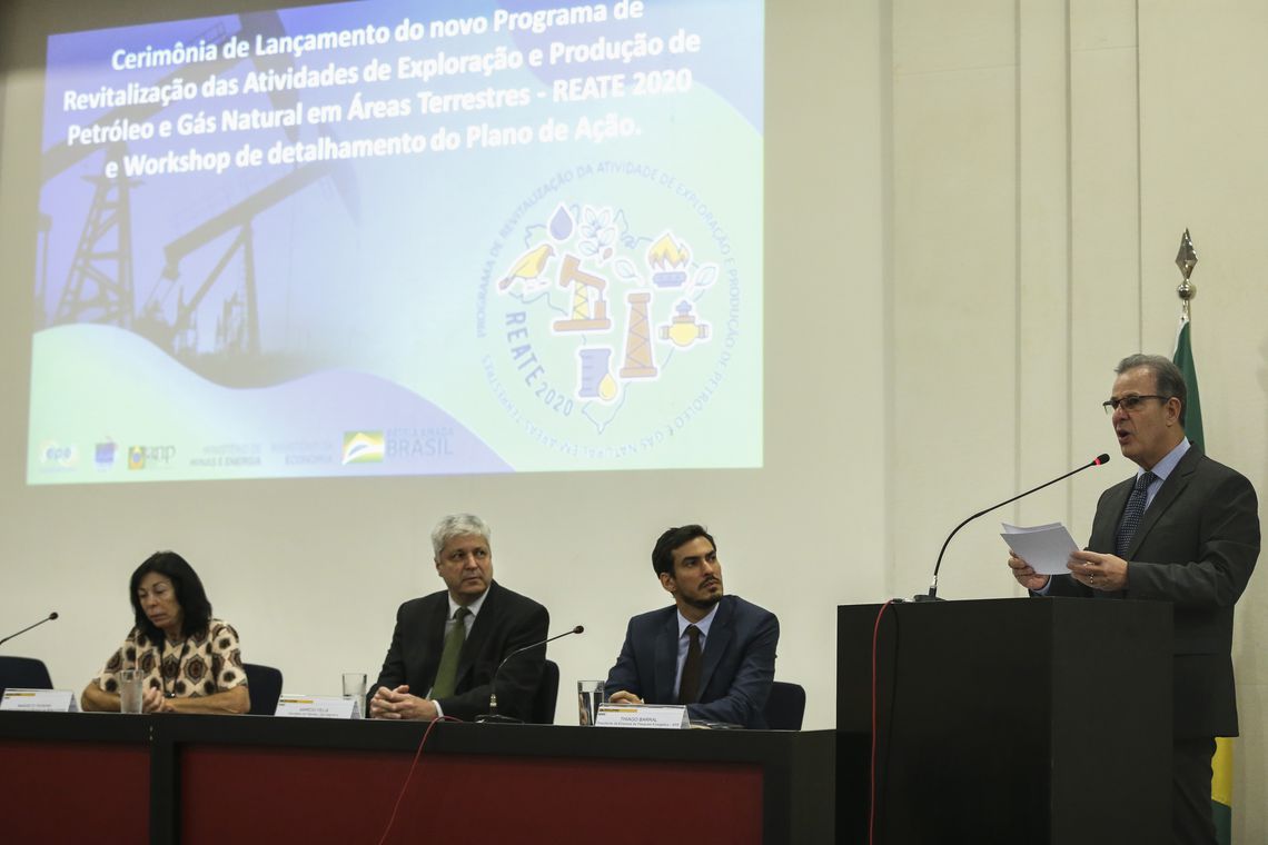 O ministério de Minas e Energia, lança, com a presença do ministro Bento Albuquerque, o REATE 2020, Programa de Revitalização da Atividade de Exploração e Produção de Petróleo e Gás Natural em Áreas Terrestres.