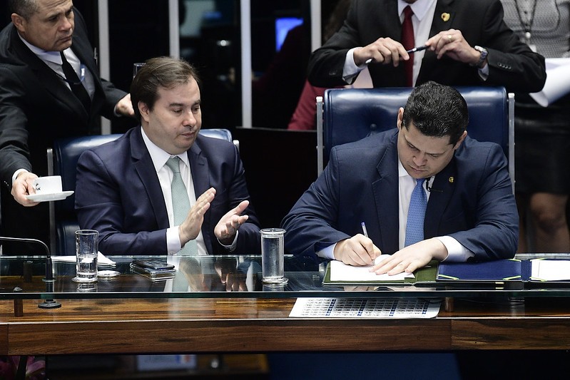 Os presidentes da Câmara, Rodrigo Maia, e do Senado, Davi Alcolumbre /  Foto: Pedro França/Agência Senado