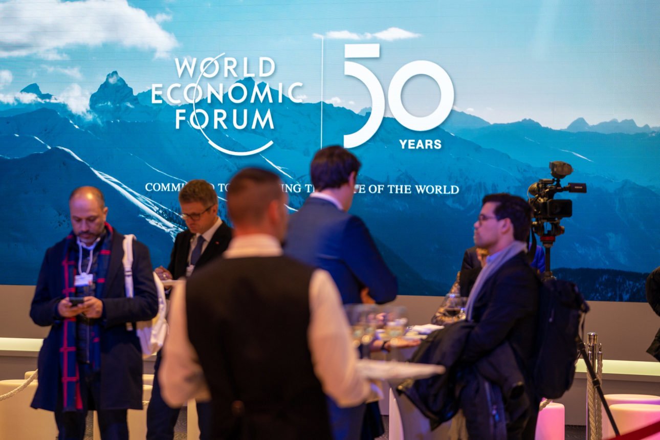 "50th Anniversary Welcome Reception" at the World Economic Forum Annual Meeting 2020 in Davos-Klosters, Switzerland, January 20,  2020. Plenary Hall Lobby.rrWorld Economic Forum / Boris Baldinger