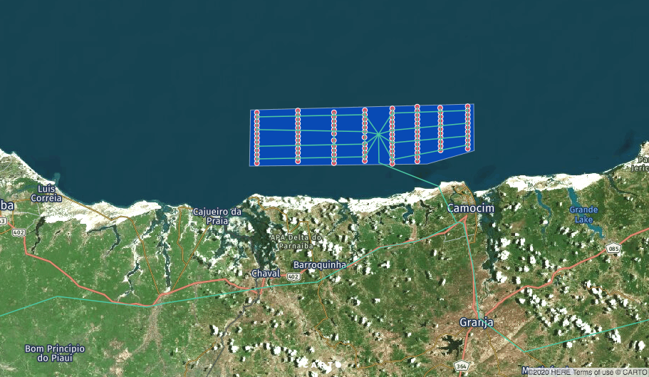 [imagem ampliada] Complexo eólico marítimo Camocim (CE). Elaborado pela epbr, a partir da dados enviados ao Ibama.