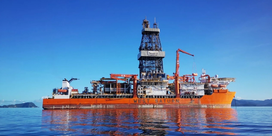 MME vai incluir o bloco Ametista (Bacia de Santos) no modelo de oferta permanente. Na imagem, sonda de perfuração offshore West Saturn da Seadrill em águas brasileiras