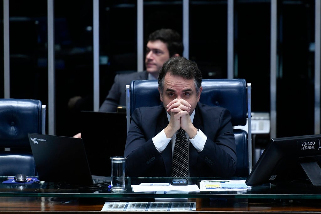 Pacheco diz que não é favorável à criação da CPI da Petrobras. Na imagem, presidente do Senado Federal, Rodrigo Pacheco (PSD-MG), durante sessão deliberativa sobre PEC dos Biocombustíveis (Foto: Edilson Rodrigues/Agência Senado)