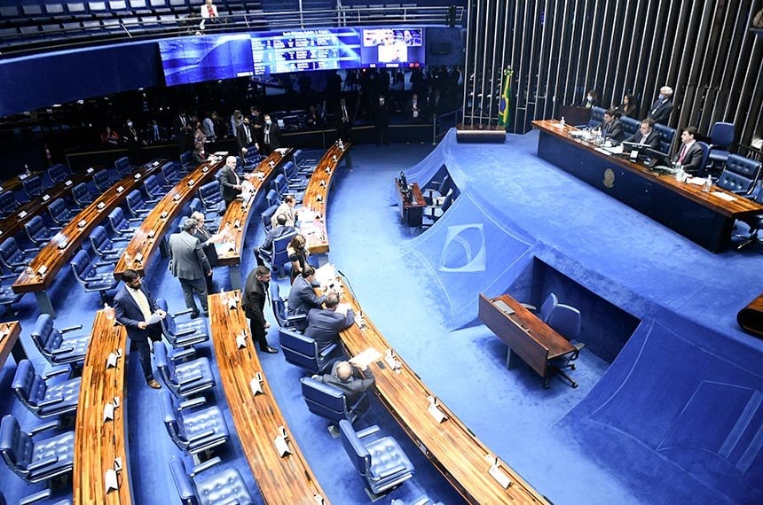 Senado aprova pacote com vale-gás e auxílio para caminhoneiro e taxista. Na imagem, plenário do Senado (Foto: Jefferson Rudy/Agência Senado)