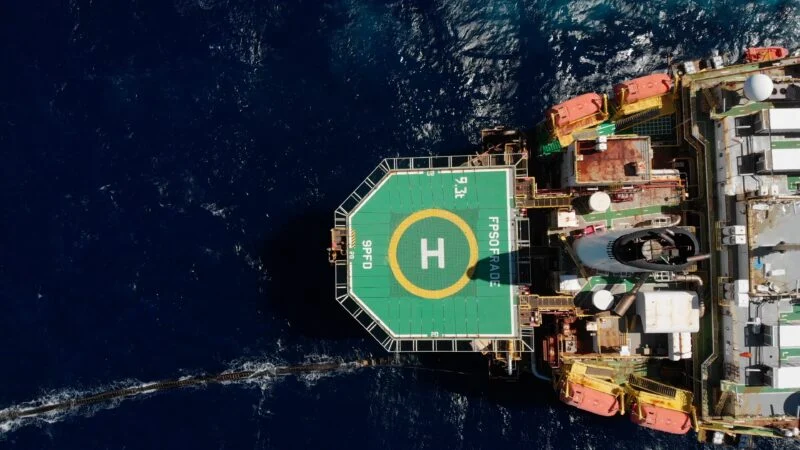 PetroRio aumenta em 45% a produção, com início da revitalização de Frade. Na imagem: Vista aérea vertical do FPSO Frade, na Bacia de Santos (Foto: Divulgação PetroRio)