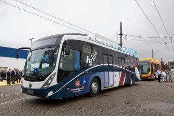 Shell e Raízen se lançam no hidrogênio de etanol. Na imagem, ônibus movido à célula a combustível hidrogênio testado por convênio entre EMTU e USP (Foto Governo de São Paulo)