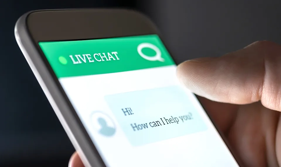 Como a inteligência artificial pode ser boa e ruim para o clima. Na imagem: Tela de celular com os textos "live chat" e "Hi! How can I help You?" (Foto: Getty Images)