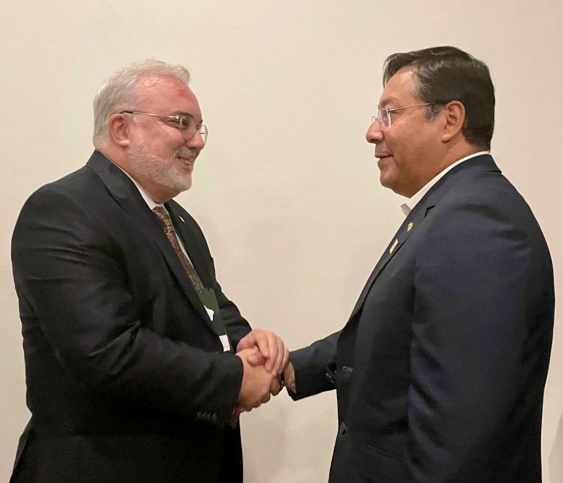 30/05/2023 – Jean Paul Prates e Luis Arce, em Brasília (foto: Petrobras)