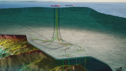 Equinor contrata FPSO e equipamentos subsea da Modec para exploração do campo de gás BM-C-33, no pré-sal de Campos. Na imagem: Desenho esquemático da produção do projeto do BM-C-33, na Bacia de Campos (Ilustração: Equinor)