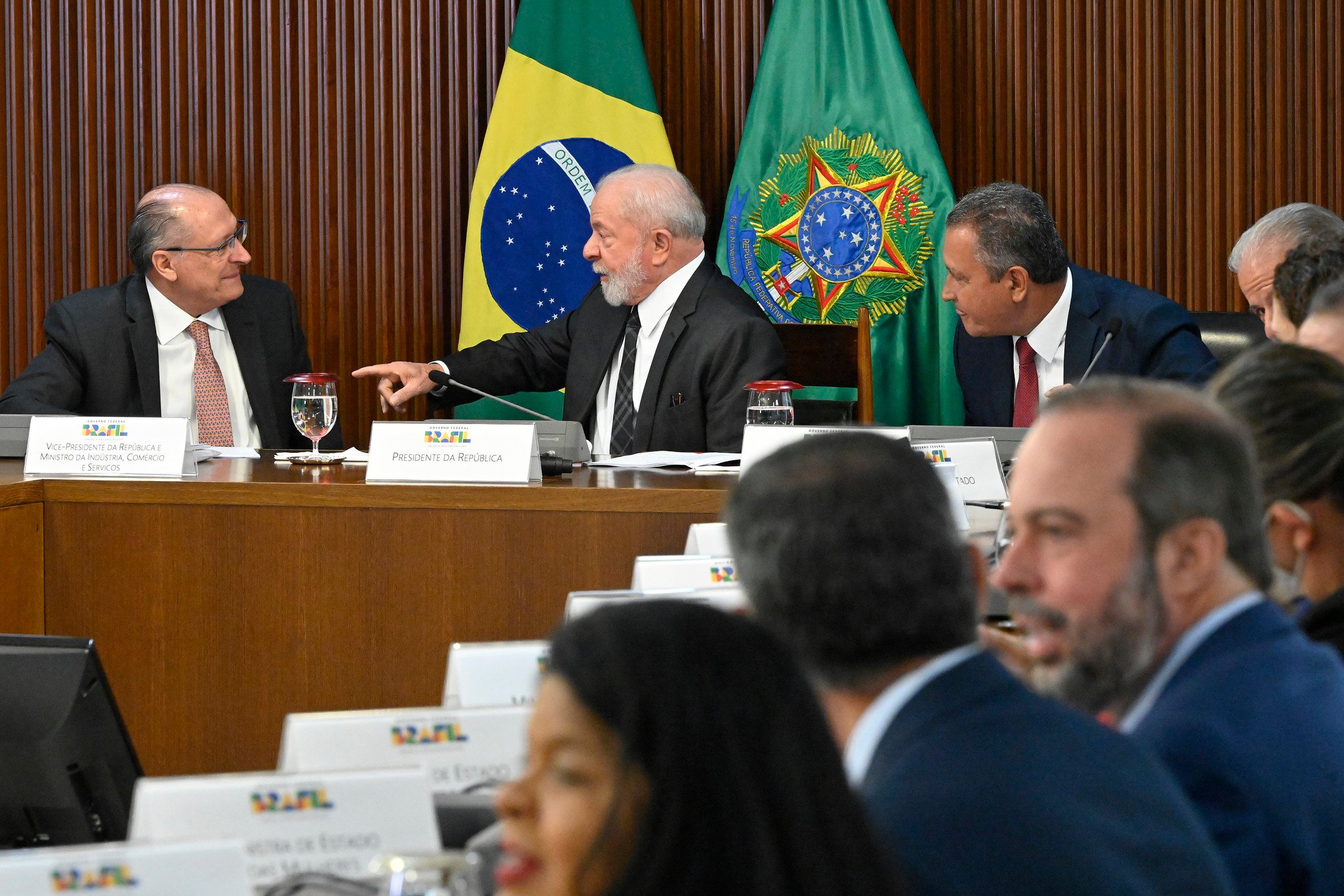 15/06/2023 Geraldo Alckmin, Lula e Rui Costa durante reunião ministerial no Planalto. Governo discute políticas para gás e fertilizantes (Cadu Gomes / VPR)