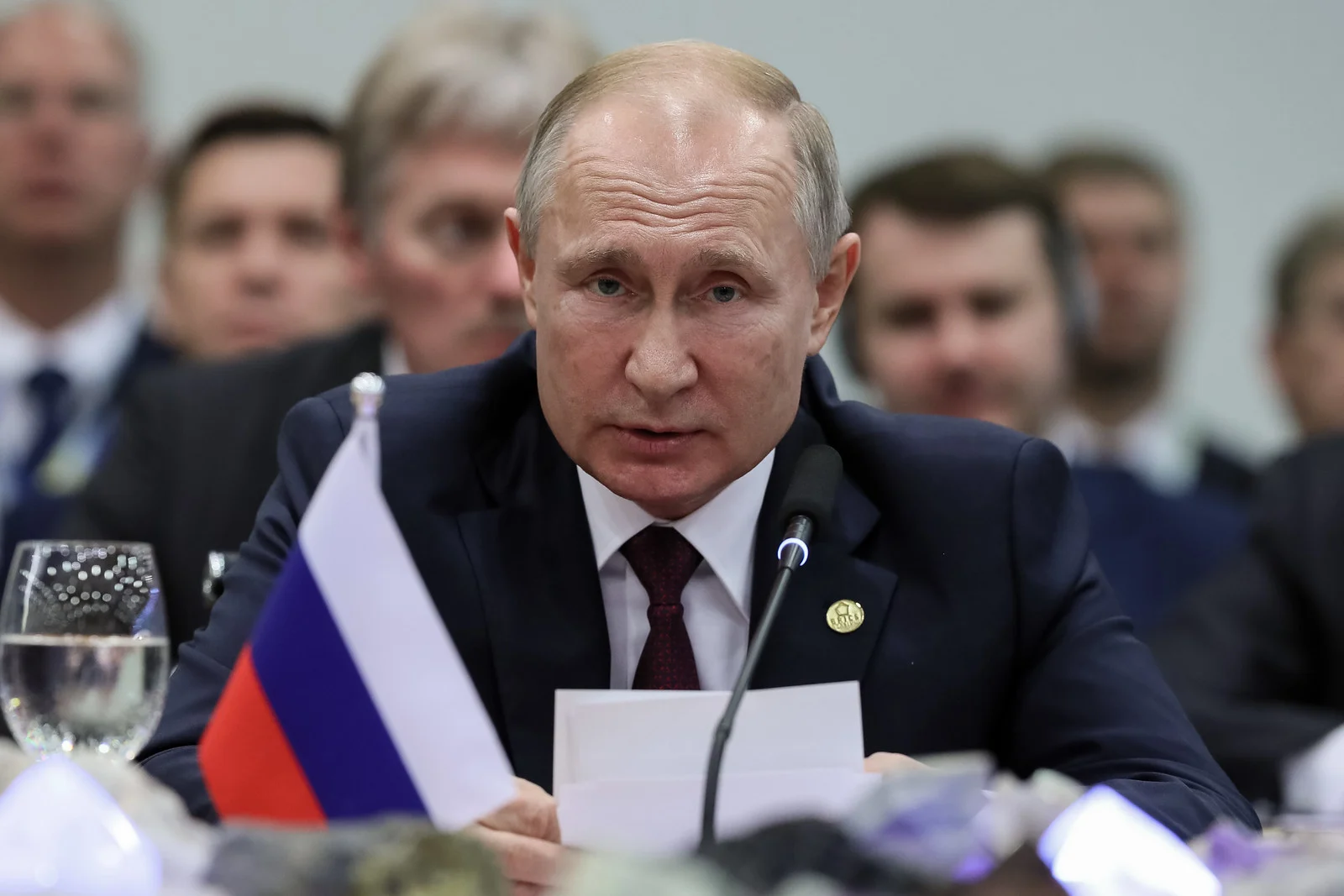 Mercado de óleo avalia riscos de revolta de mercenários na Rússia. Na imagem: Vladimir Putin, presidente da Rússia, em Sessão Plenária da XI Cúpula de Líderes do Brics, em 14/11/19 (Foto: Isac Nóbrega/PR)