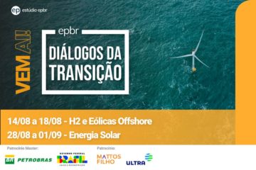 Banner de divulgação da segunda temporada da série Diálogos da Transição 2023, que vai discutir eólica offshore e hidrogênio a partir do dia 14 de agosto