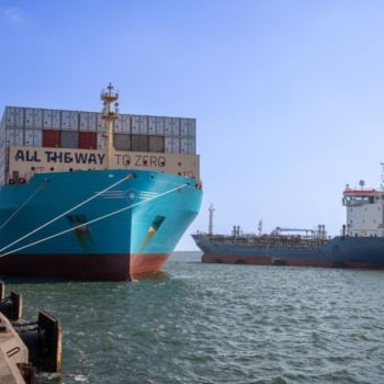 Navio porta-contêineres movido a metanol verde, da A.P. Moller Maersk (Foto SCZONE)