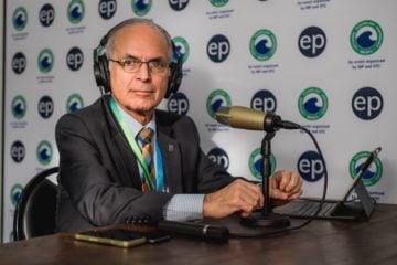 Ausência da Petrobras em leilão do pré-sal não enfraquece concorrência, diz Rodolfo Saboia, diretor-geral da ANP, em entrevista para o estúdio epbr durante a OTC Brasil 2023, no Rio de Janeiro (Foto: Victor Curi/epbr)