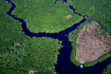 Brasil precisa cortar desmatamento pela metade para cumprir sua contribuição nacionalmente determinada (NDC) ao Acordo de Paris até 2025. Na imagem: Foto aérea de áreas de desmatamento no município de Careiro da Várzea, no Amazonas, próximo às terras indígenas do povo Mura (Foto: Alberto César Araújo/Amazônia Real)