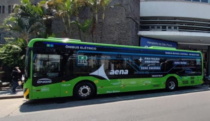 Ônibus elétrico a baterias Higer Azure A12BR, sem emissão de CO2 e ruídos e com autonomia de 270 km, testado no aeroporto de Congonhas pela Engie, Aena e Higer (Foto: Divulgação)