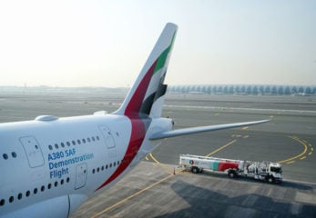 Emirates faz voo demonstração em aeronave modelo A380 com 100% de SAF, o combustível sustentável de aviação (Foto: Divulgação)