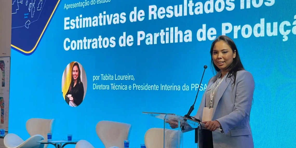 Pré-Sal Petróleo (PPSA) tem arrecadação recorde de R$ 6,02 bilhões com venda de petróleo e gás natural em 2023, alta de 28% sobre 2022. Na imagem: Tabita Loureiro, presidente interina da Pré-Sal Petróleo, participa do 6º Fórum Técnico da PPSA (Reprodução: Youtube)