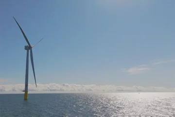 Na imagem: Turbina eólica do parque Vineyard Wind I, o maior parque eólico offshore dos EUA (Foto: Divulgação Iberdrola)