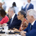 G20 estuda iniciativa de US$ 7,7 trilhões em bioeconomia circular e discute o papel dos biocombustíveis. Na imagem: Marina Silva e Rodrigo Rollemberg participam de segunda reunião da Iniciativa de Bioeconomia do G20, em 7/5/2024 (Foto: Audiovisual G20 Brasil)