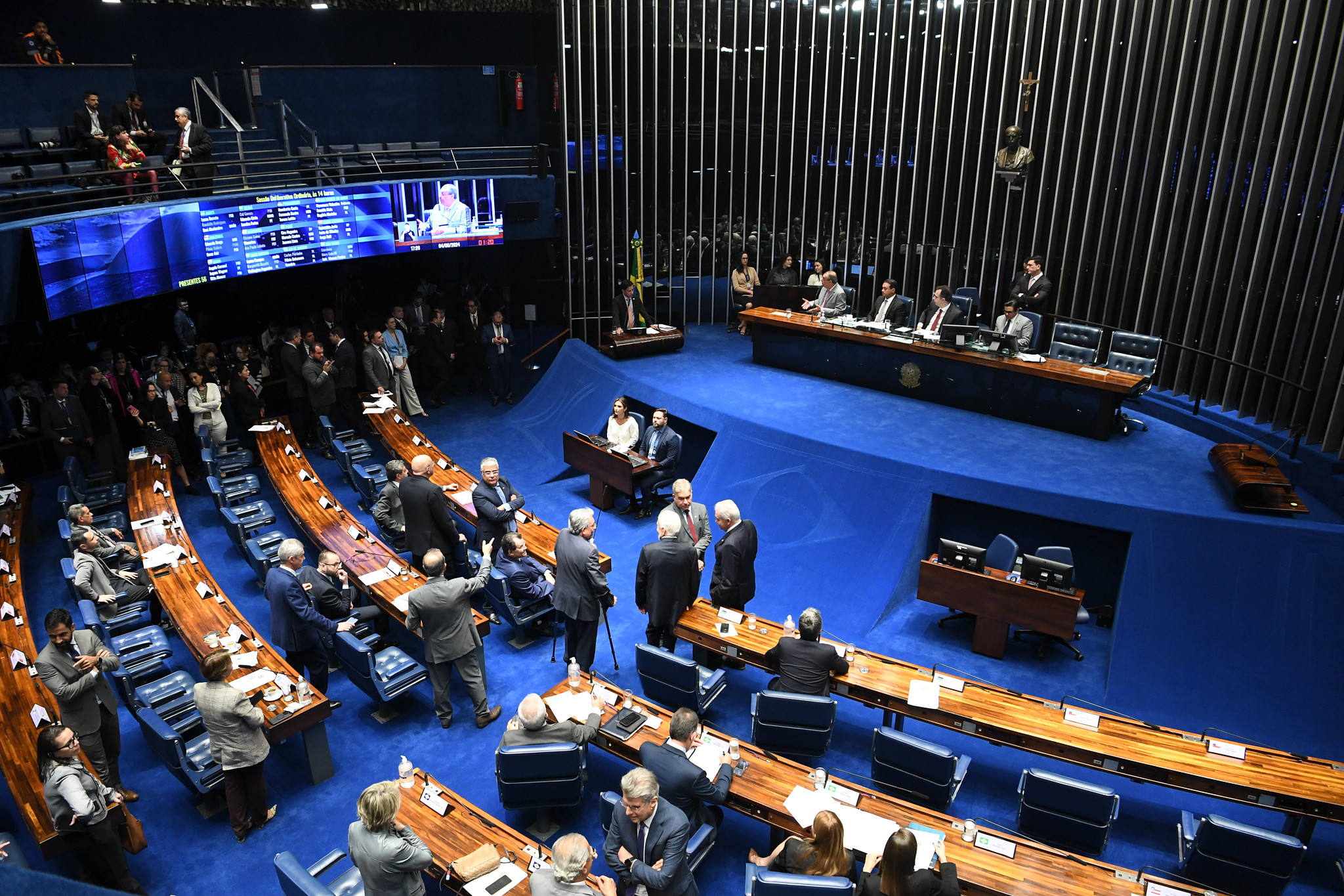 Votação do projeto (PL 914/2024) que cria o Programa Mobilidade Verde e Inovação (Mover) é adiada no Senado. Na imagem: Plenário do Senado Federal durante sessão deliberativa ordinária, em 4/6/2024 (Foto: Jonas Pereira/Agência Senado)