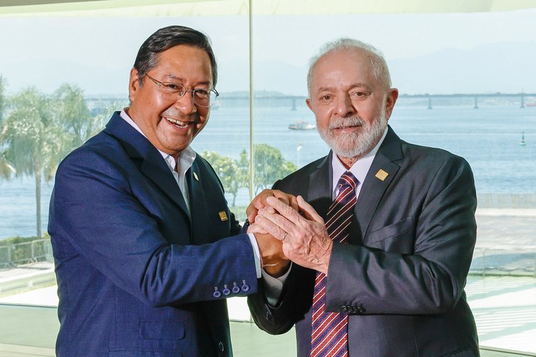 Luis Arce e Lula durante encontro no Rio de Janeiro (Ricardo Stuckert, PR)