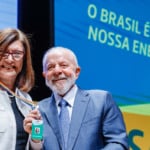 Lula durante a solenidade de posse de Magda Chambriard no cargo de Presidente da Petrobras, no Cenpes, no Rio (Foto Ricardo Stuckert/PR)