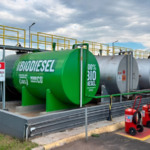 Ponto de abastecimento da Biopower, da JBS, responsável pela produção de biodiesel, com duas bombas dedicadas ao B100 e capacidade para 30 mil litros (Foto Divulgação)