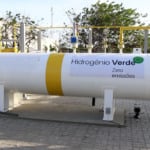 Tanque de armazenamento de hidrogênio em projeto de P&D Pecém H2V, da EDP, no Ceará (Foto: Divulgação EDP)