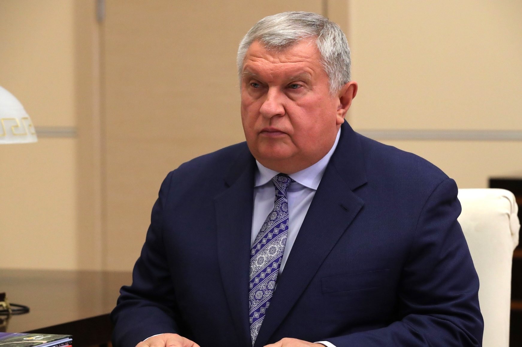 Presidente da Rosneft, Igor Sechin, durante reunião em Moscou, em 15/2/2021 (Foto: Kremlin)