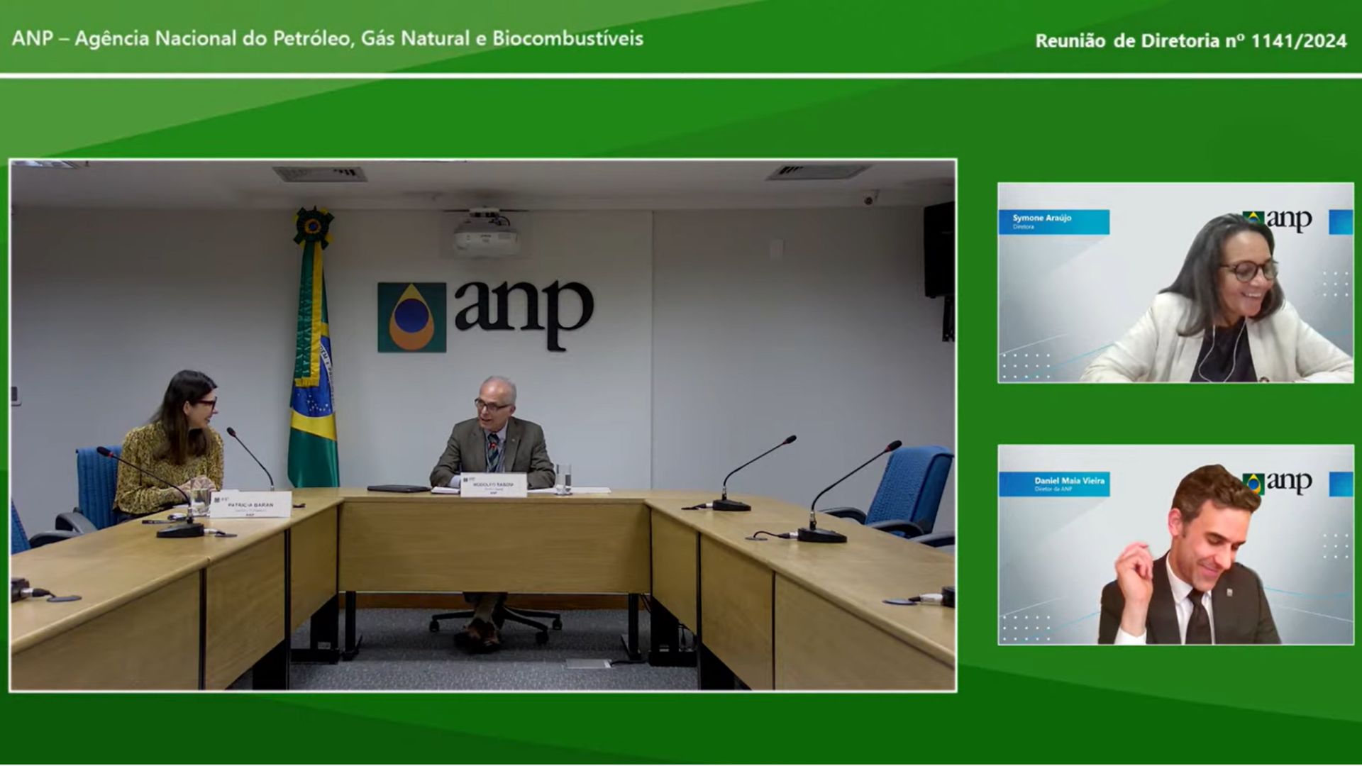 ANP revoga liberação de produtora de biodiesel por uso excessivo de metanol, substância usada na adulteração dos combustíveis. Na imagem: Rodolfo Saboia, diretor-geral da ANP, participa de reunião da diretoria da ANP, em 25/7/2024 (Foto: Reprodução ANP)