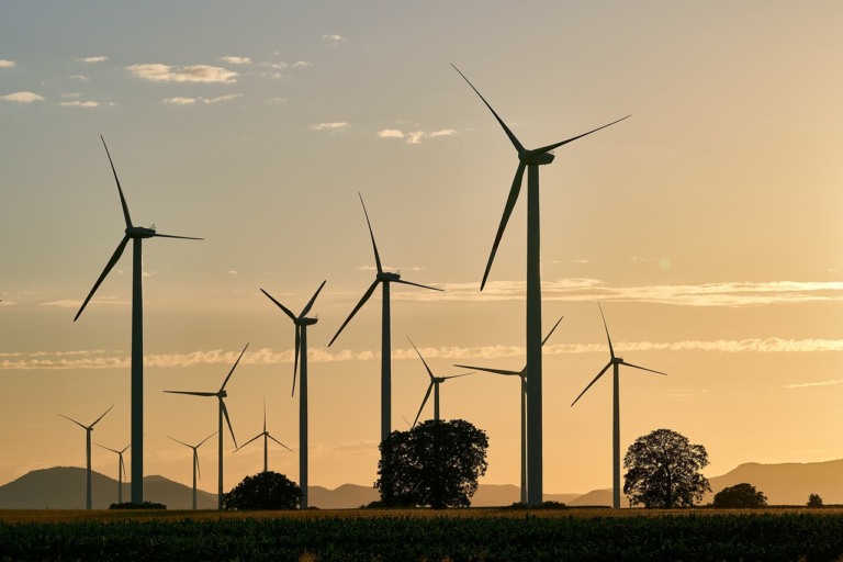 Créditos de carbono de energia renovável no mercado voluntário reprovam em teste de integridade do ICVCM e não poderão usar seu selo CCP. Na imagem: Turbinas eólicas onshore para geração de energia (Foto: Markus Distelrath/Pixabay)