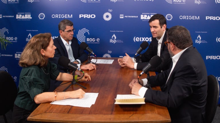 Clarissa Lins, CEO da Catavento Consultoria; Jorge Oliveira, CEO da ArcelorMittal; e Osvalso Ayres, CEO da Votorantim concedem entrevista ao estúdio eixos durante a ROG.e