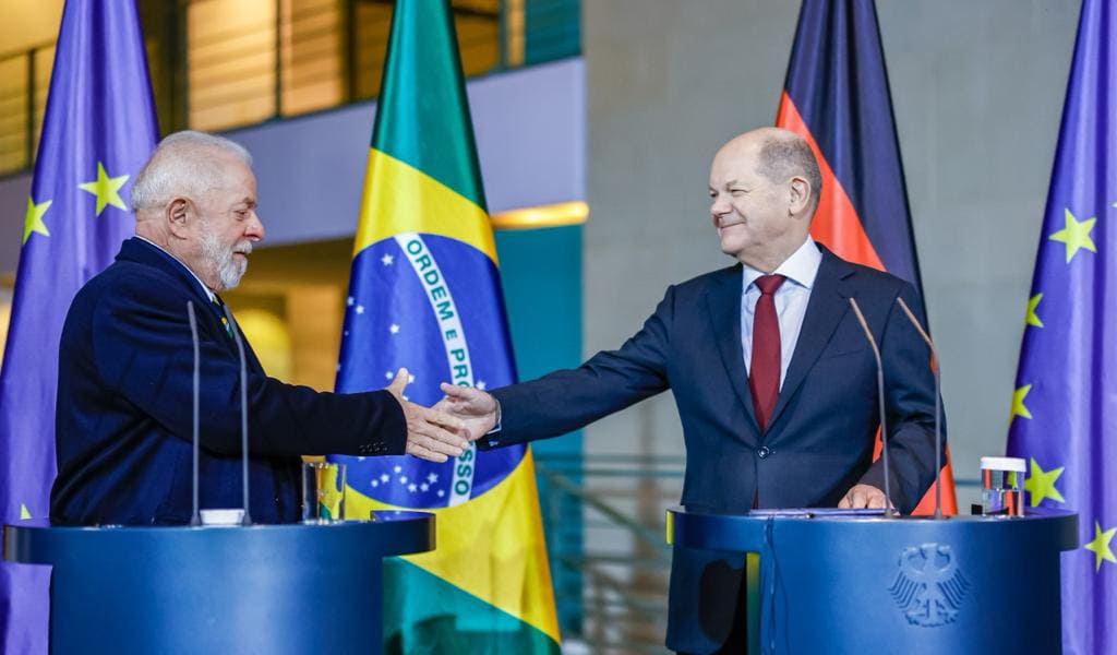 Presidente Lula e o chanceler alemão Olaf Scholz durante assinatura de atos e coletiva de imprensa conjunta, em Berlim, em 4/12/2023 (Foto Ricardo Stuckert/PR)