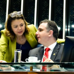 09.07.2024 - Senadora Leila Barros e senador Rodrigo Pacheco, durante sessão deliberativa no Senado Federal