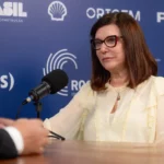 Presidente da Petrobras, Magda Chambriard, em entrevista exclusiva ao estúdio eixos durante a ROG.e 2024, no Porto Maravilha, no Rio, em 25/9/2024 (Foto Victor Curi/eixos)