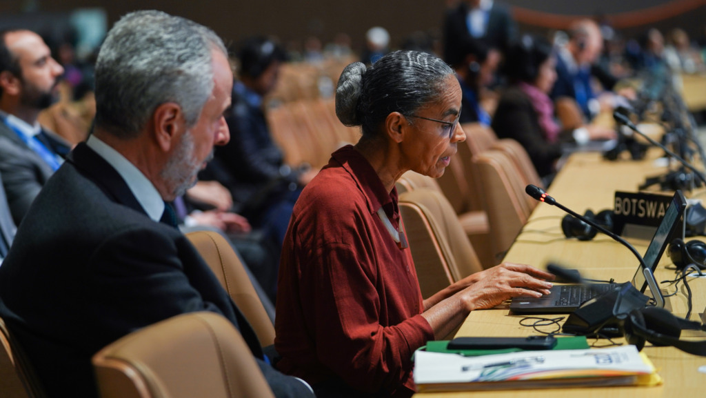 Marina Silva discursa em plenária na COP29 em Baku, capital do Azerbaijão (Foto Ana Rosa Alves/MMA)