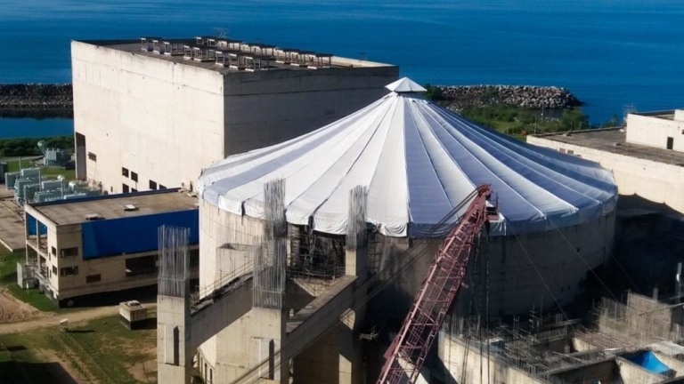 Obras de construção da usina nuclear de Angra 3, iniciadas em 1984 (Foto Divulgação Eletronuclear)