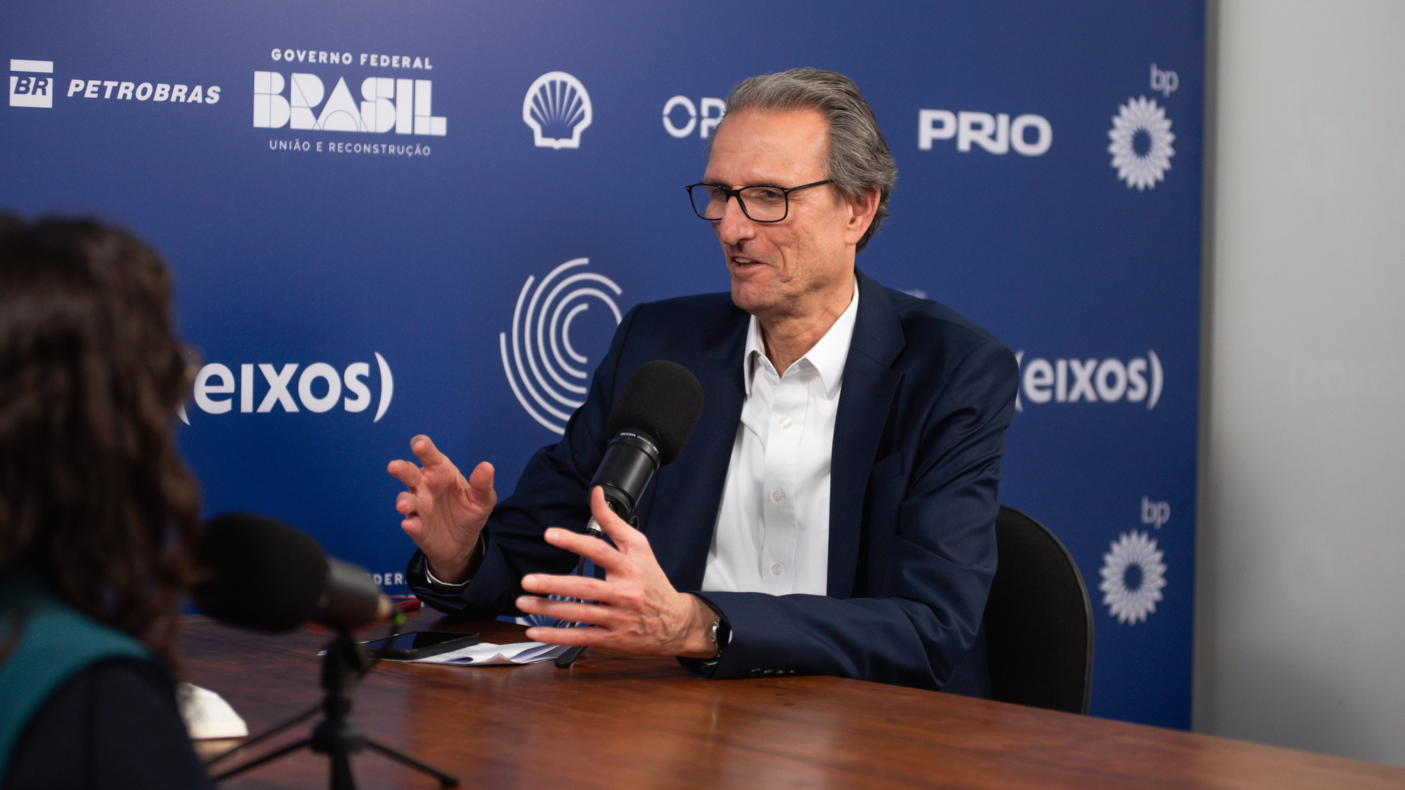 Maurício Tolmasquim, diretor de Transição Energética da Petrobras, em entrevista ao estúdio eixos durante a ROG.e no Rio, em 25/9/2024 (Foto Vitor Curi/eixos)