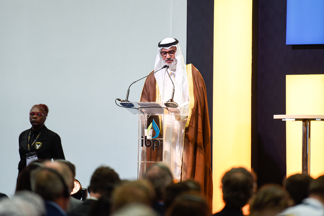 Secretário-geral da Organização dos Países Exportadores de Petróleo (Opep), Haitham Al Ghais, discursa durante a ROG.e 2024. Foto: Elisa Tenchini/IBP