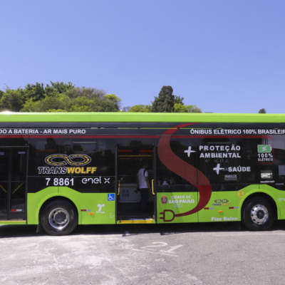 Lançamento da nova frota de ônibus elétricos da cidade de São Paulo, em 18/9/2023 (Foto André Bueno/Rede Câmara SP)