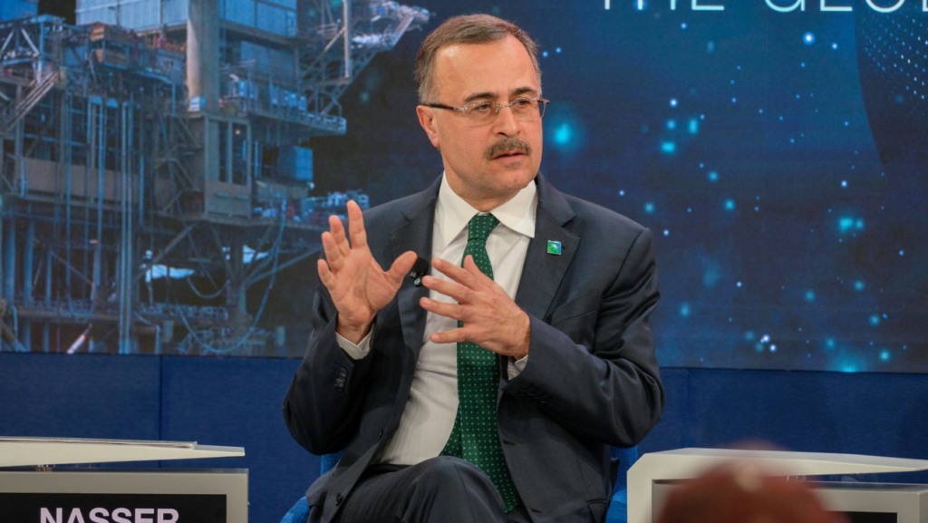 Amin H. Nasser, CEO da Saudi Aramco, durante a sessão "The Global Energy Challenge" na Reunião Anual do Fórum Econômico Mundial 2020, em Davos, Suíça (Foto Walter Duerst/WEF)