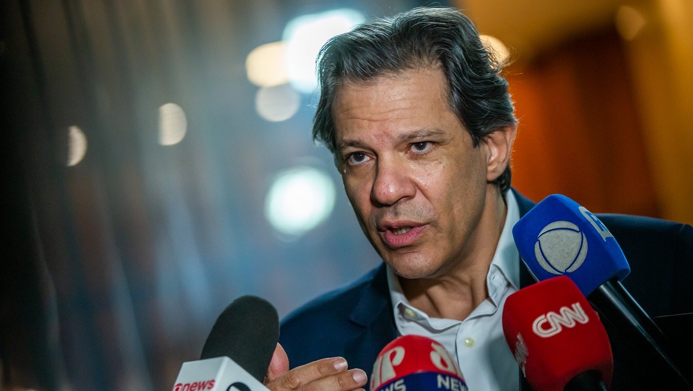 Ministro da Fazenda, Fernando Haddad, durante entrevista coletiva na sede do ministério (Foto Diogo Zacarias/MF)