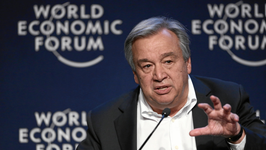 António Guterres, secretário-geral da ONU, discursa sobre a crise humanitária na Síria durante o Fórum Econômico Mundial 2014, em Davos, Suíça (Foto Moritz Hager/WEF)