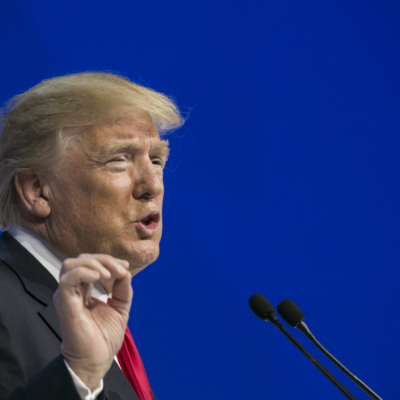 Donald Trump, presidente dos EUA, fala durante a reunião anual do Fórum Econômico Mundial em Davos, em 26/1/2018 (Foto Faruk Pinjo/WEF)