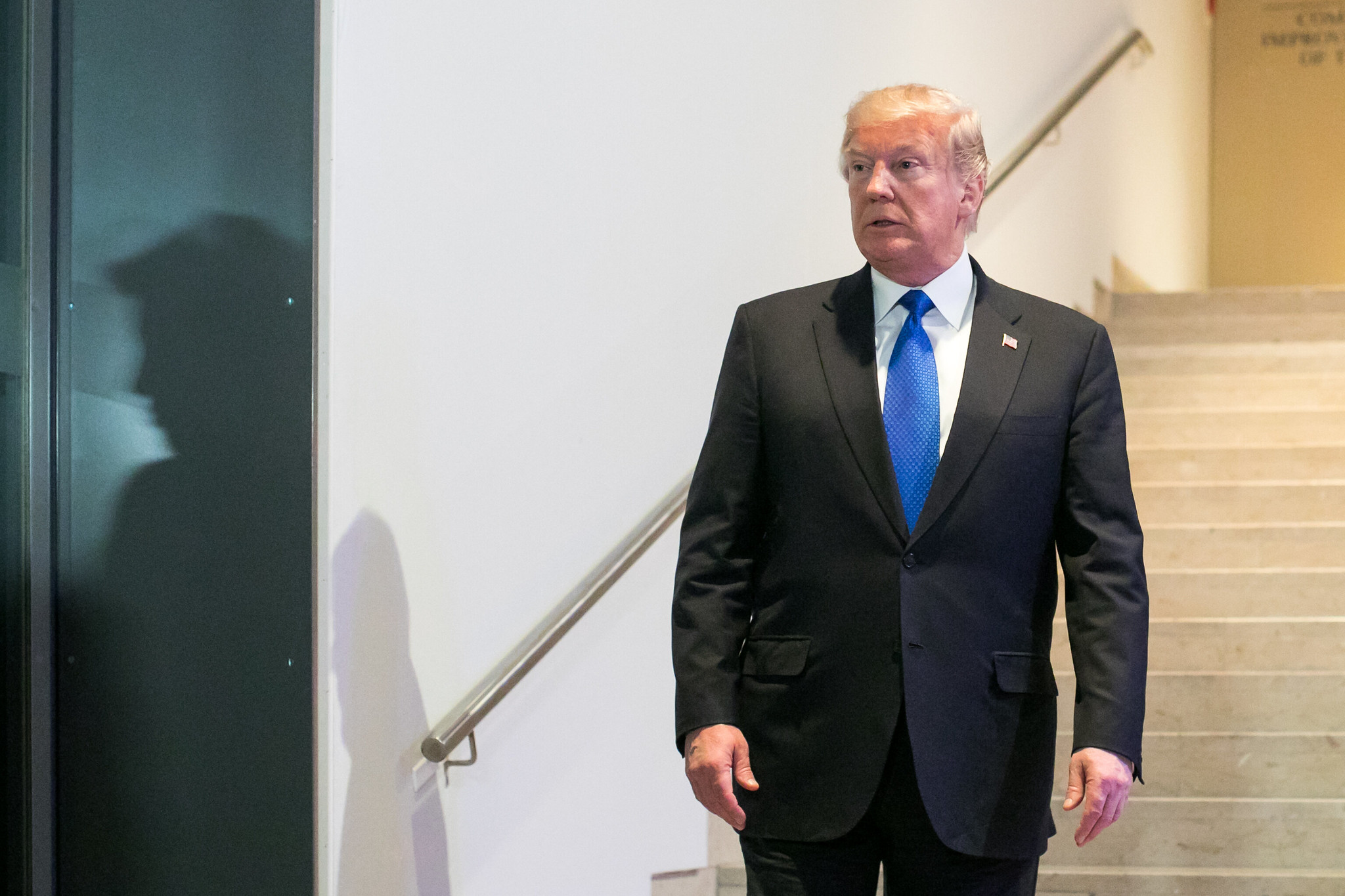 Donald Trump, presidente dos EUA, no centro de convenções da reunião anual do Fórum Econômico Mundial em Davos, em 25/1/2018 (Foto Ciaran McCrickard/WEF)